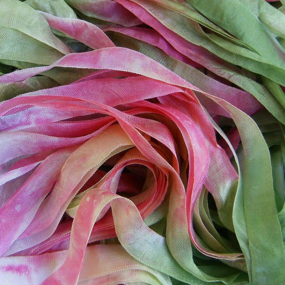 Hand Dyed Ribbon  TULIP  1/2 inch 5 yards