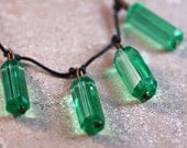 Pale Green Faceted Glass Tube Drop Necklace