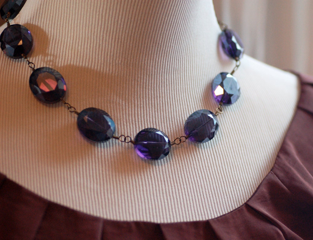 Amethyst Faceted Oval Crystal Necklace