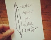 make space for creative rest - 5x7 print - feather wisdom series - paint or color your own