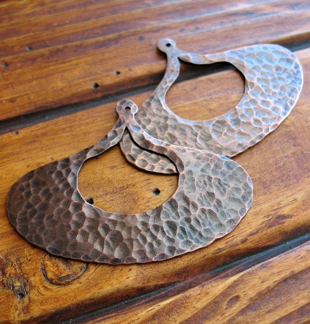 Arabesque Earring Hoop Findings in Antiqued Copper - Hammered Copper Artisan Components