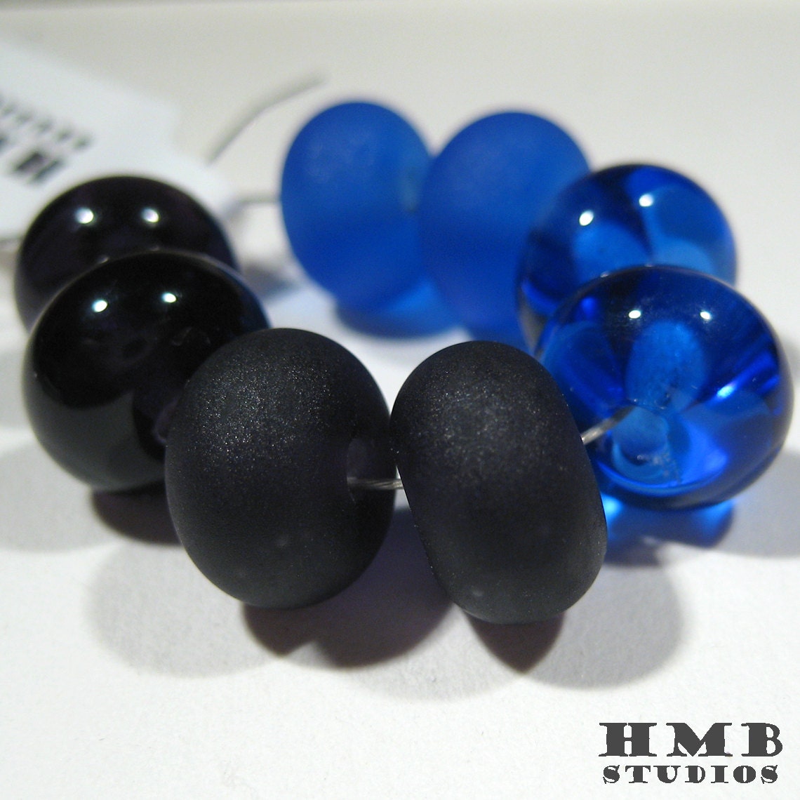 Petite Rounds - Cobalt and Dark Purple - Lampwork Beads