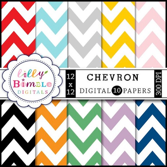 INSTANT DOWNLOAD Chevron Digital scrapbook papers Commercial Use multicolor Il_570xn
