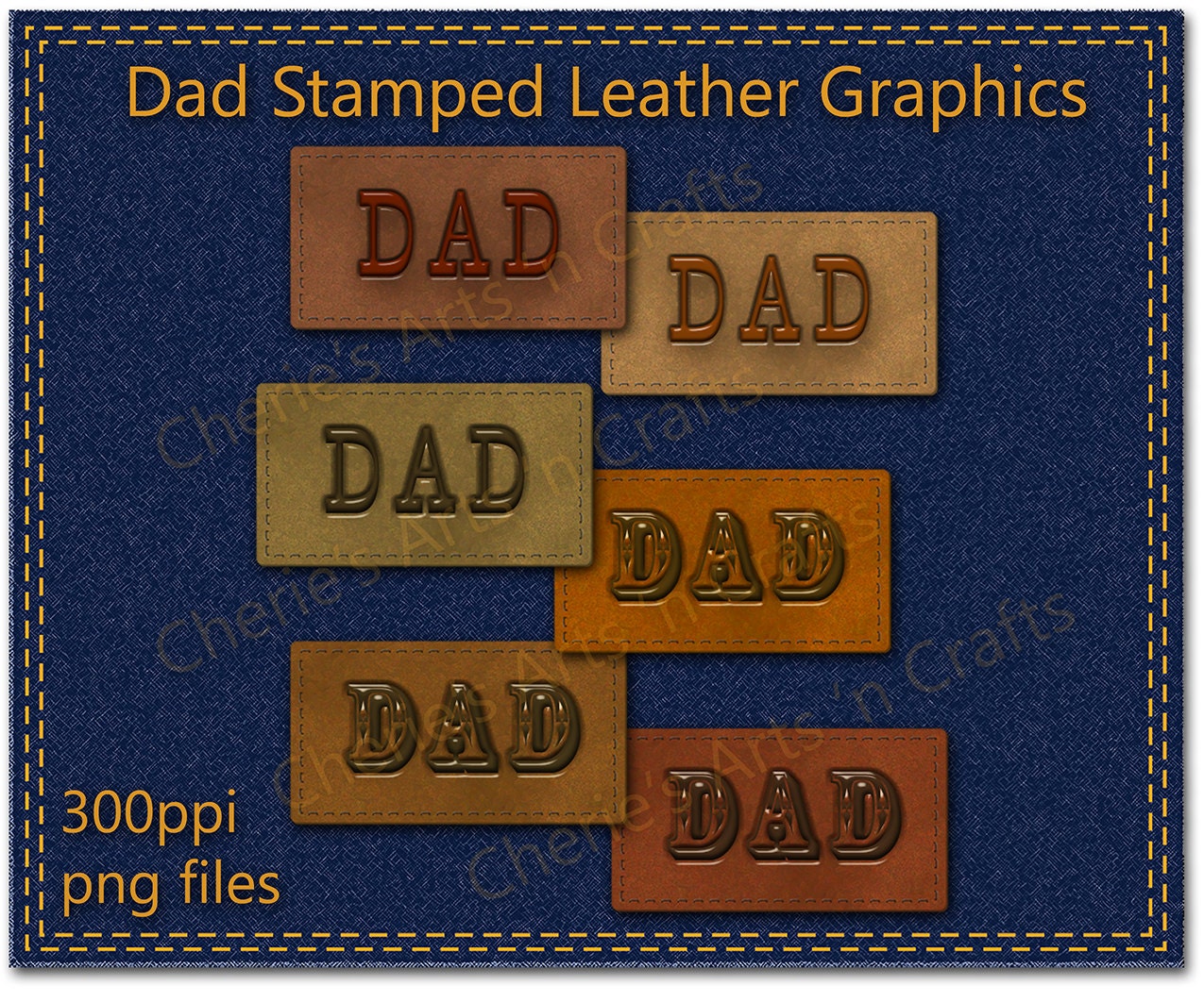 Instant Download, Dad Stamped Leather Graphics, Dad Clip Art, Dad Font Graphics, Father's Day Art