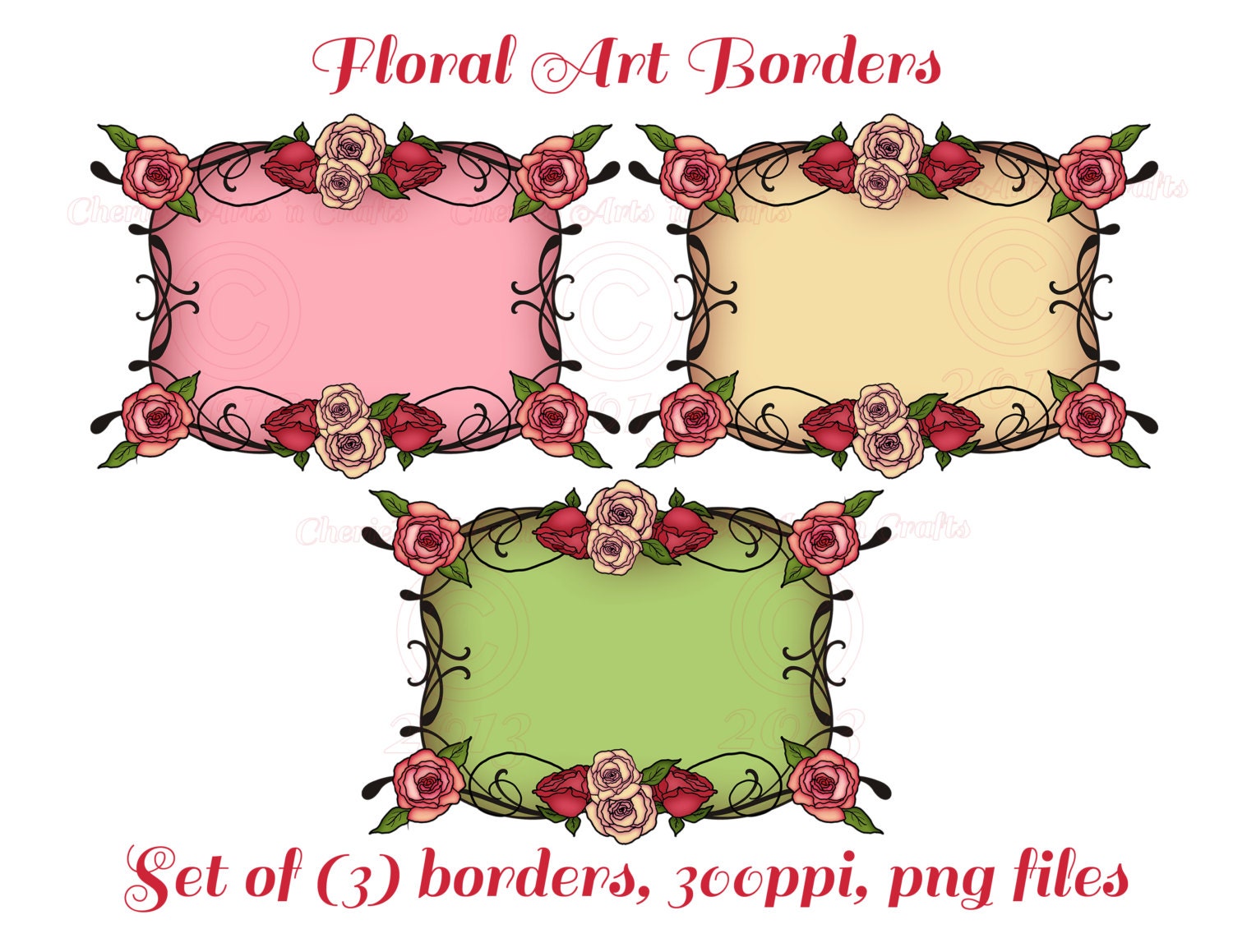 Instant Download Roses Borders Roses Frames by CheriesArtsnCrafts