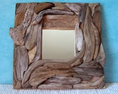 Driftwood Mirror 10 x 10 Swept by the Waves, Nautical Decor, Beach Decor