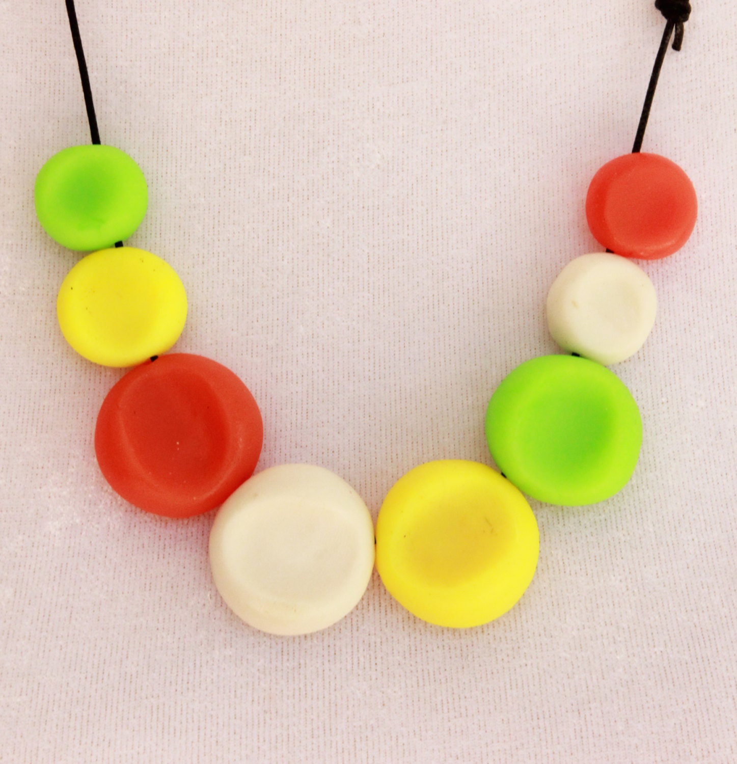 Citrusy lime, orange and neon yellow adjustable resin necklace