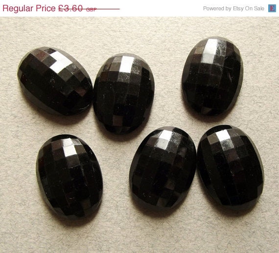 Vintage faceted black glass cabochons