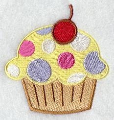 Happy Birthday Kitchen Towel - Cup Cake Towel - Genuine Flour Sack Towel - Machine Embroidered