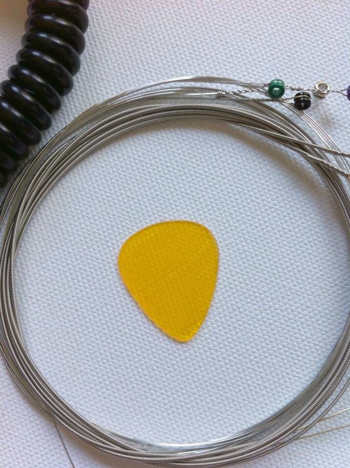 Guitar Pick in Yellow - Handmade From Recycled Vinyl Record - Gift for Musicians, Rockers, Vinyl Collectors