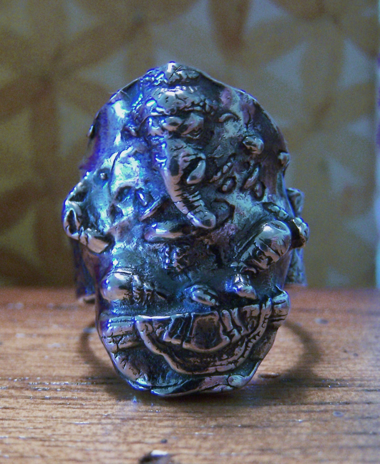 Genesha, Remover of Obstacles, Sculpted ring -fine silver- One of a kind