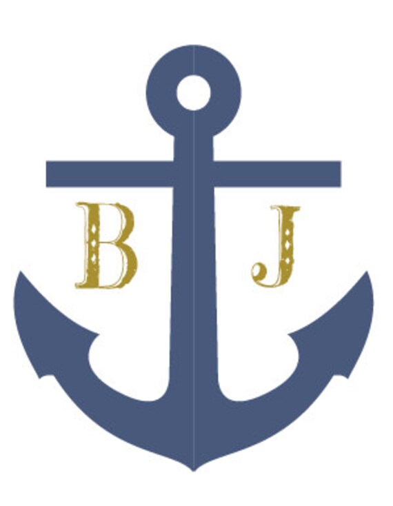 Personalized Treat Bag Wedding Stickers - Nautical-Anchor - Favors, Buffets, Packaging