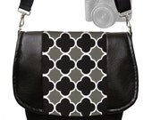 Digital Slr Camera Bag Dslr  Vegan Black Leather Cute Camera Bag Purse Linen Zipper Padded gray white