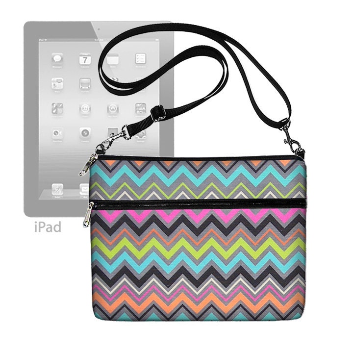 Ipad Crossbody Bag Chevron iPad Case Cute iPad Cover iPad Sleeve Cross Body Bag  Shoulder Purse Colorful pink blue orange gray