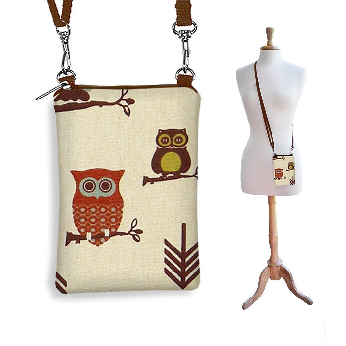 SALE Cell Sling Owl iPhone Case Travel Bag iPod Case Cell Phone Shoulder Bag iPhone 4, 4s,5 Case Women's Cell Phone Case  Women's Sling Bag