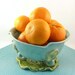Handmade Blue Ceramic Berry Bowl Colander on Leaf Tray IN STOCK