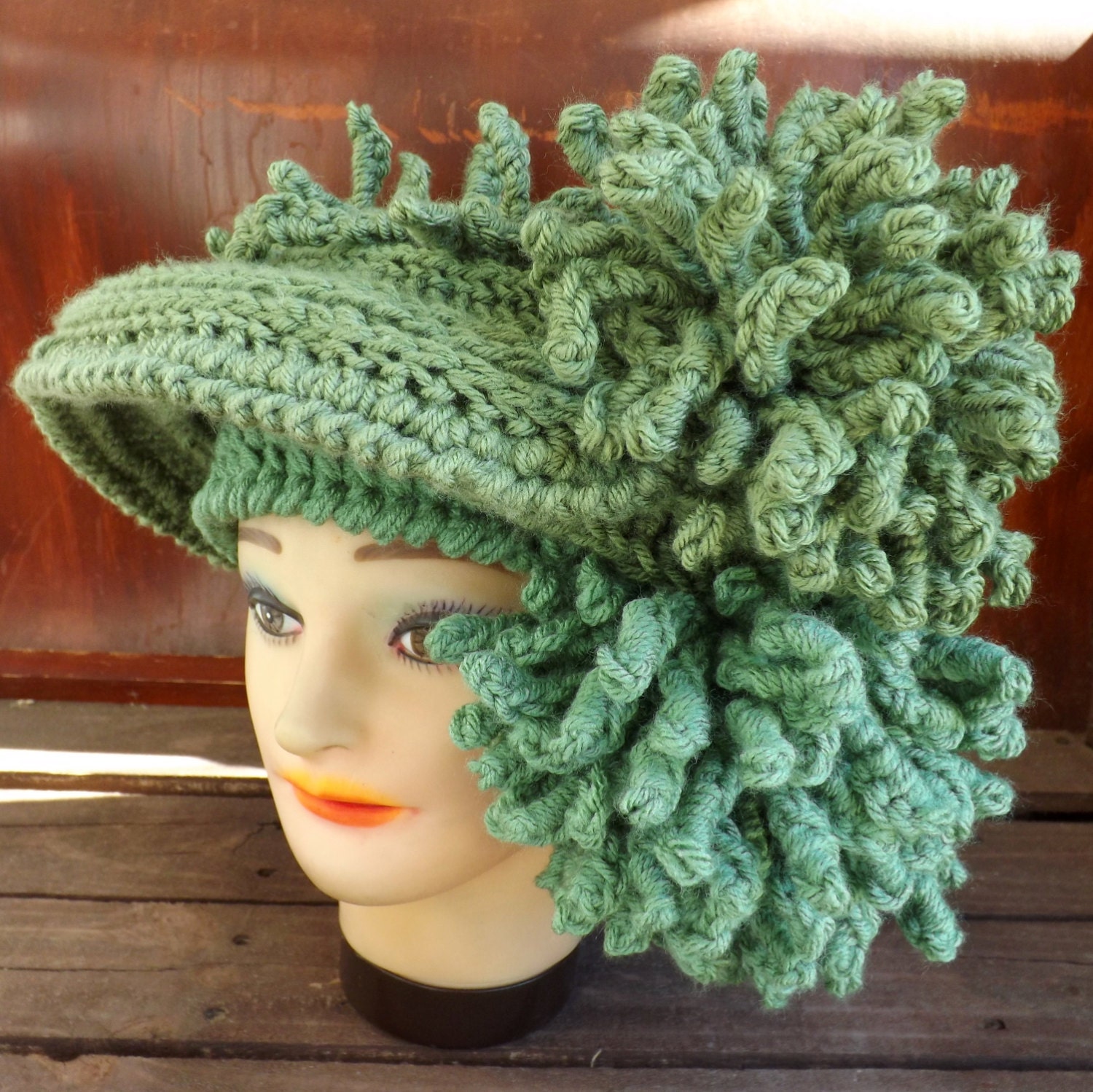 Crochet Hat Women Hat DERBY Wide Brim Hat Sage Green with Flowers - Crochet Womens Hat - Ready To Ship - Victorian Hat Australia Crochet Hat