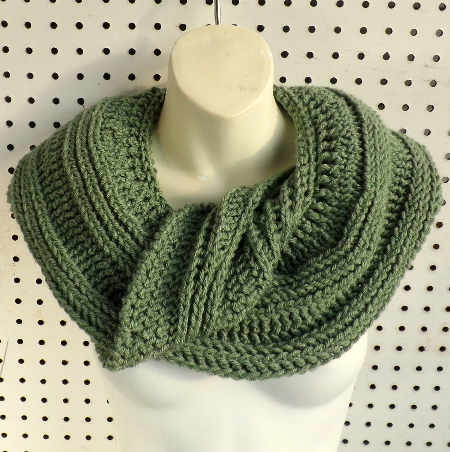 Womens Crochet Scarf - SNAKE Womens Infinity Scarf - Womens Cowl Scarf in Light Sage Green - Crochet Scarf Women - Custom Order