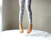 Yoga Leggings Pants White and Gray Circles Flowers for Girl  sizes 6Months, 12Months, 2, 3, 4, 5, 6