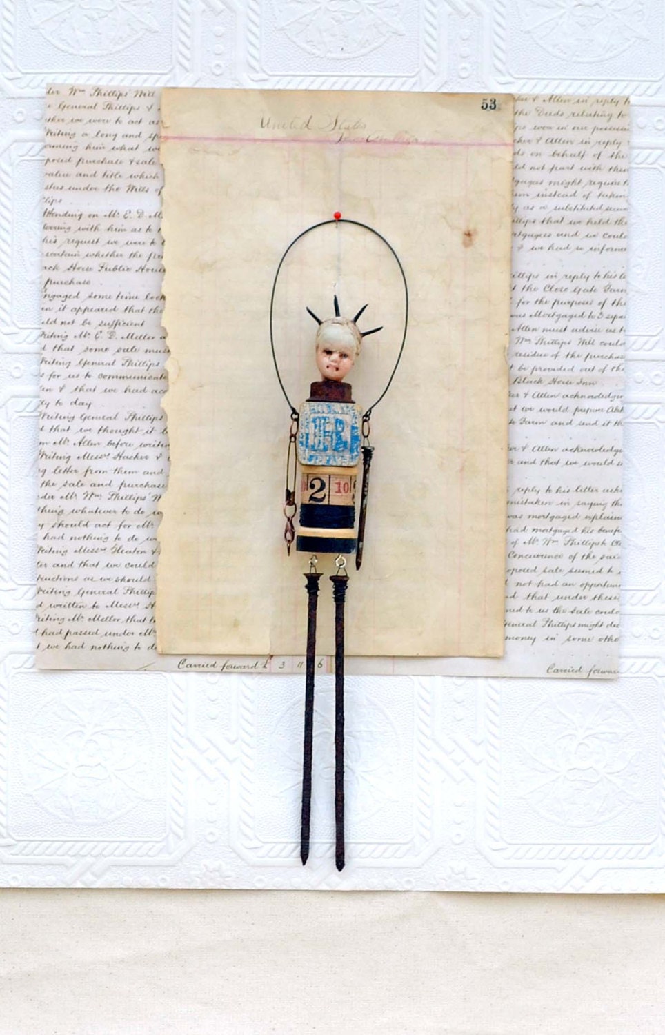 Original Assemblage Mixed Media Art Doll Spike
