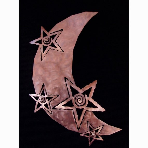 Moon and Stars Metal Wall Art Copper Finish. by ChrisCrooks
