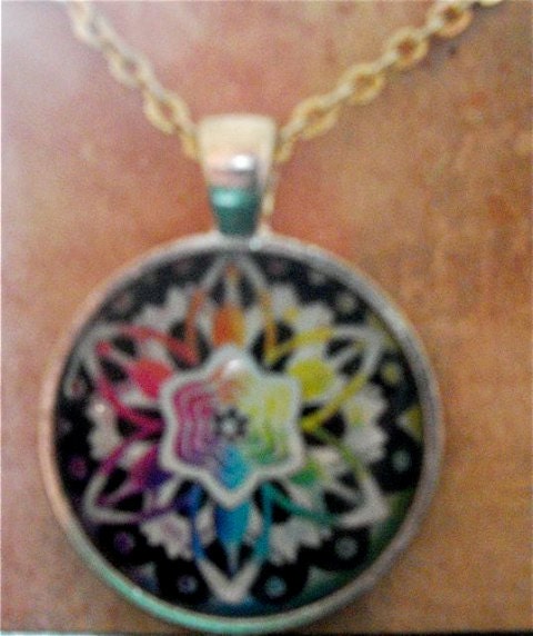 Rainbow Star Chakra Mandala  Pendant- Wearable art , Mandala necklace, Jewelry, Mandala Amulet, Charm