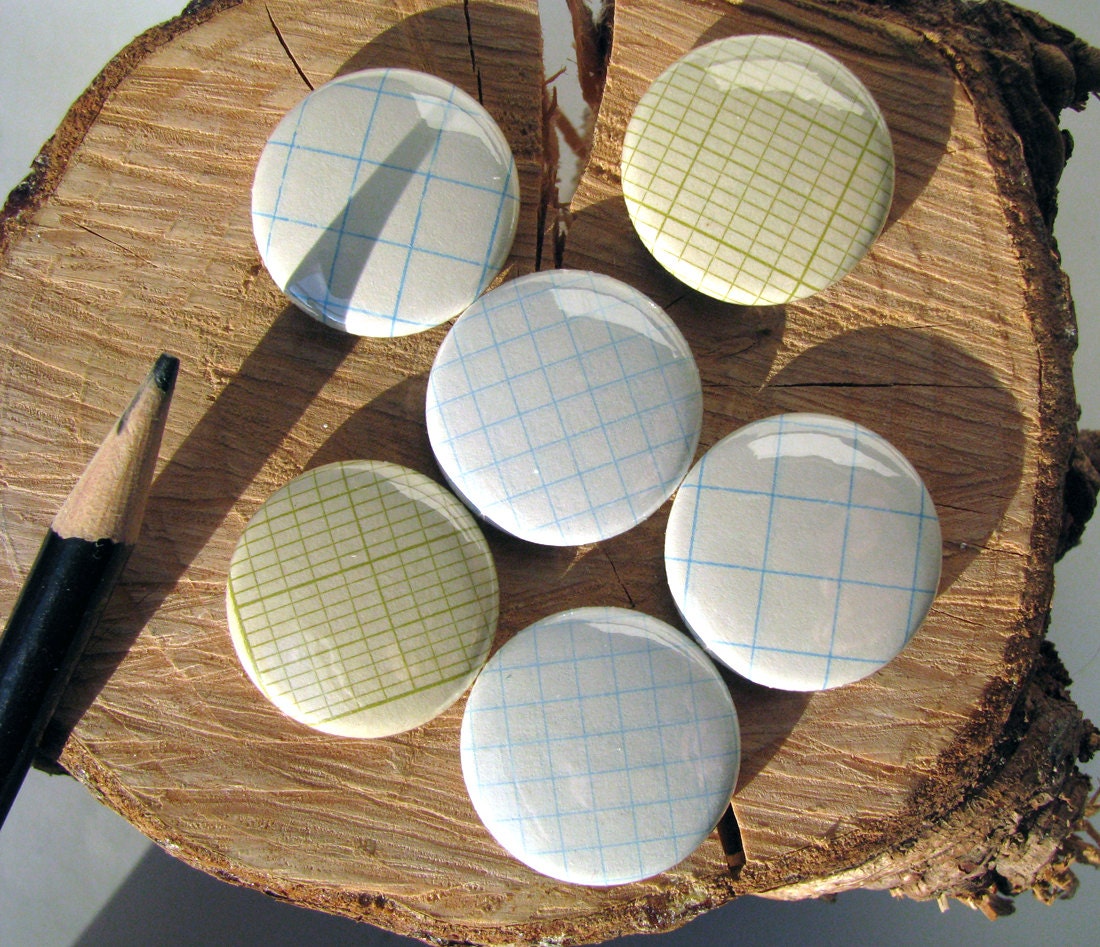 Graph Papers - Magnets or Buttons (set of 6)