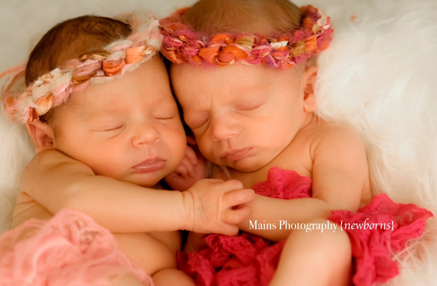 Fairy Blush & Full Bloom Pink TWIN SET Baby Girl Tie Back HALOs PHoTO PRoPs Newborn - 6 month SHaBby CHiC 2 Fat Braid Headbands Tie to Fit