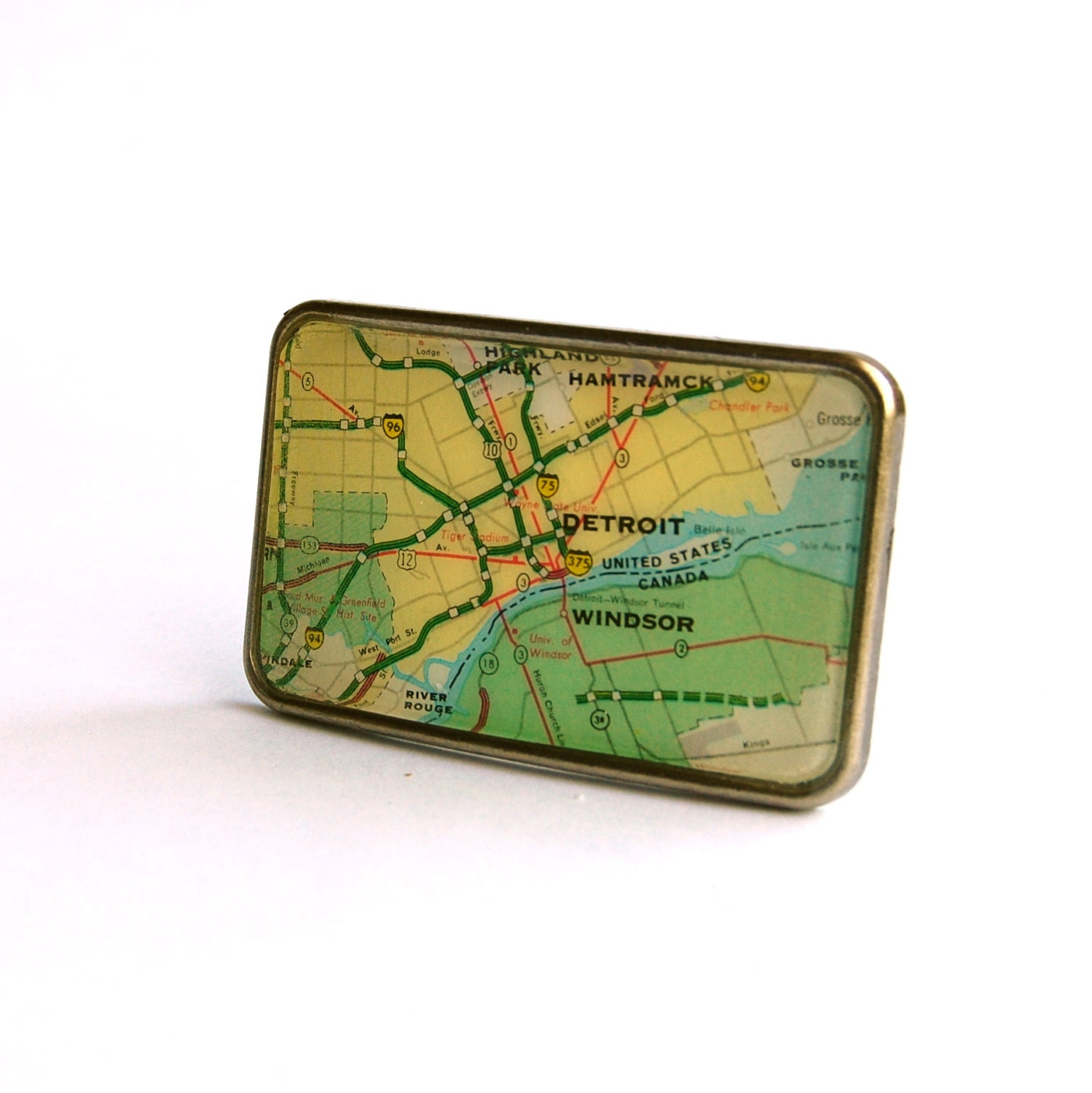 Detroit Map Buckle