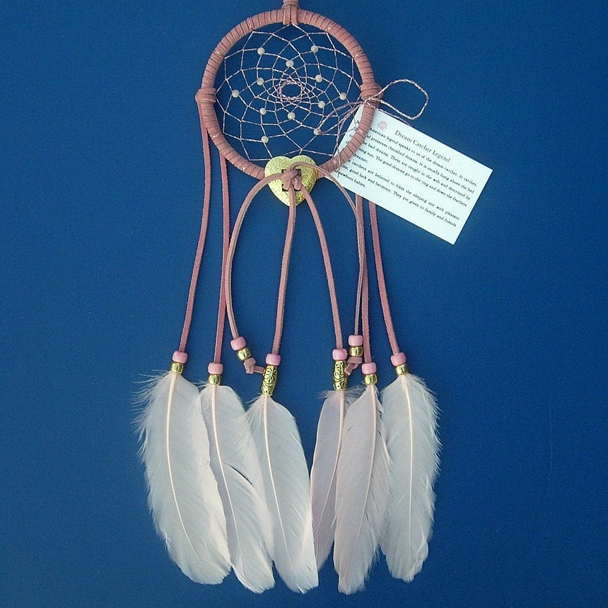Rose Pink Dream Catcher, Goose Satinette Feathers
