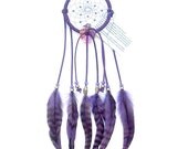 Purple Dream Catcher, Grizzly Rooster Feathers