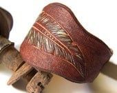 Handmade Leather Bracelet - Feather Boho Cuff - Jewelry Leather Cuff