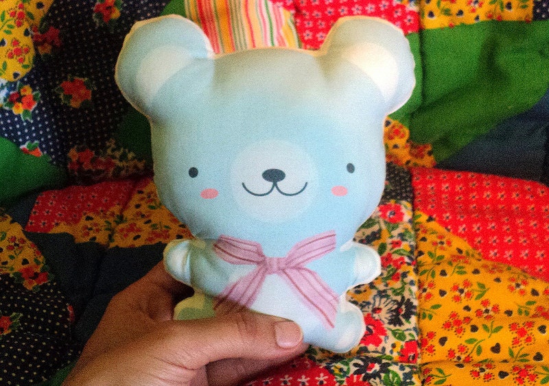 Soft Blue Baby Bear -- doll/pillow/plush/softie/decor --- (made to order)