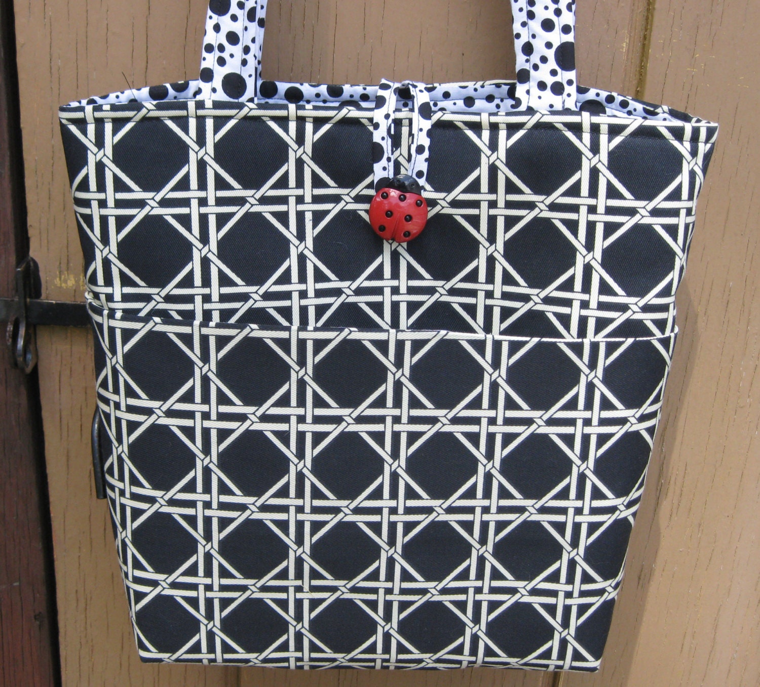 TOTE BAG Black and White with a Splash of Red