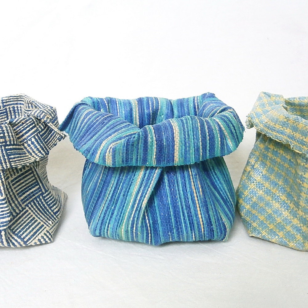 FREE SHIPPING Lightweight fabric bowl - small, ocean blue