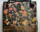 Sun Solar Flare Celestial Watercolor Painting Paper Necklace OOAK