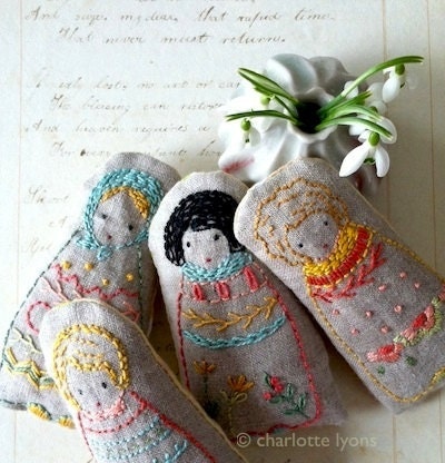 embroidered dolls or sampler PDF pattern and instructions
