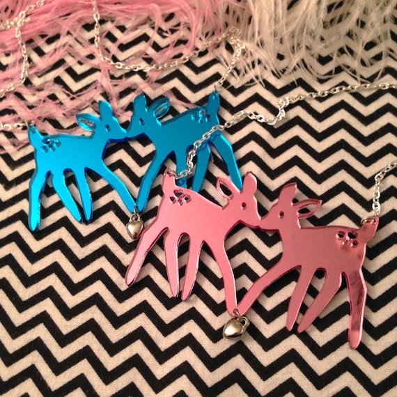 Pink or Blue Acrylic FAWNS Necklace