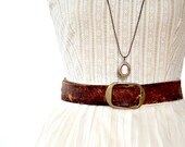 Long Pink Cameo Locket Necklace