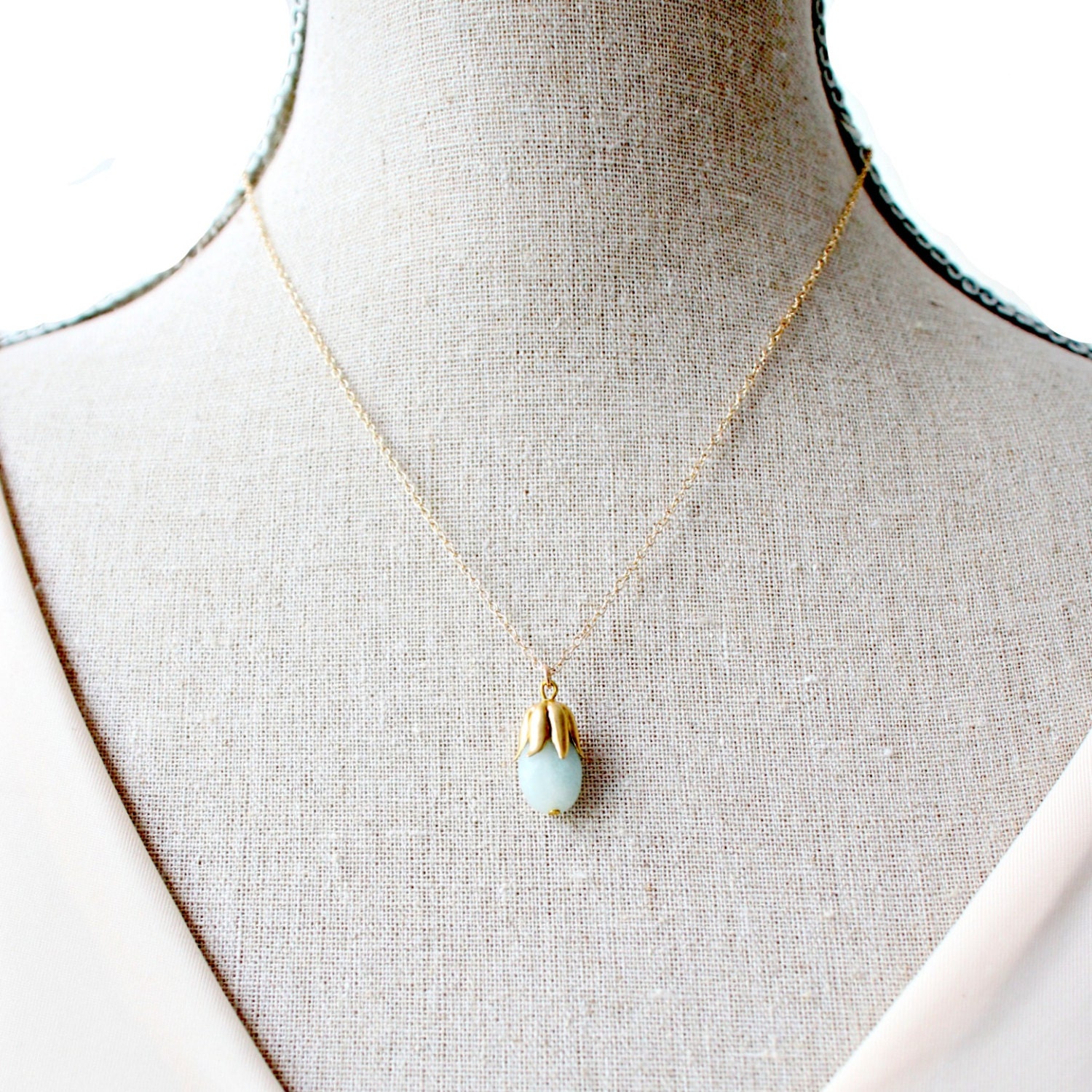 Pale Aqua Semi Precious Amazonite Gemstone Necklace