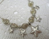 Silver tone Stars Swirls Necklace 16.5 inches
