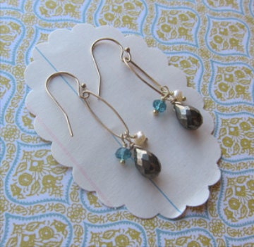 clara earrings apatite pyrite pearl 14k gold fill