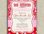Bridal Shower Vintage Valentine Invitation Love Heart Victorian Red Pink - digital - by girls at play Etsy girlsatplay Il_170x135