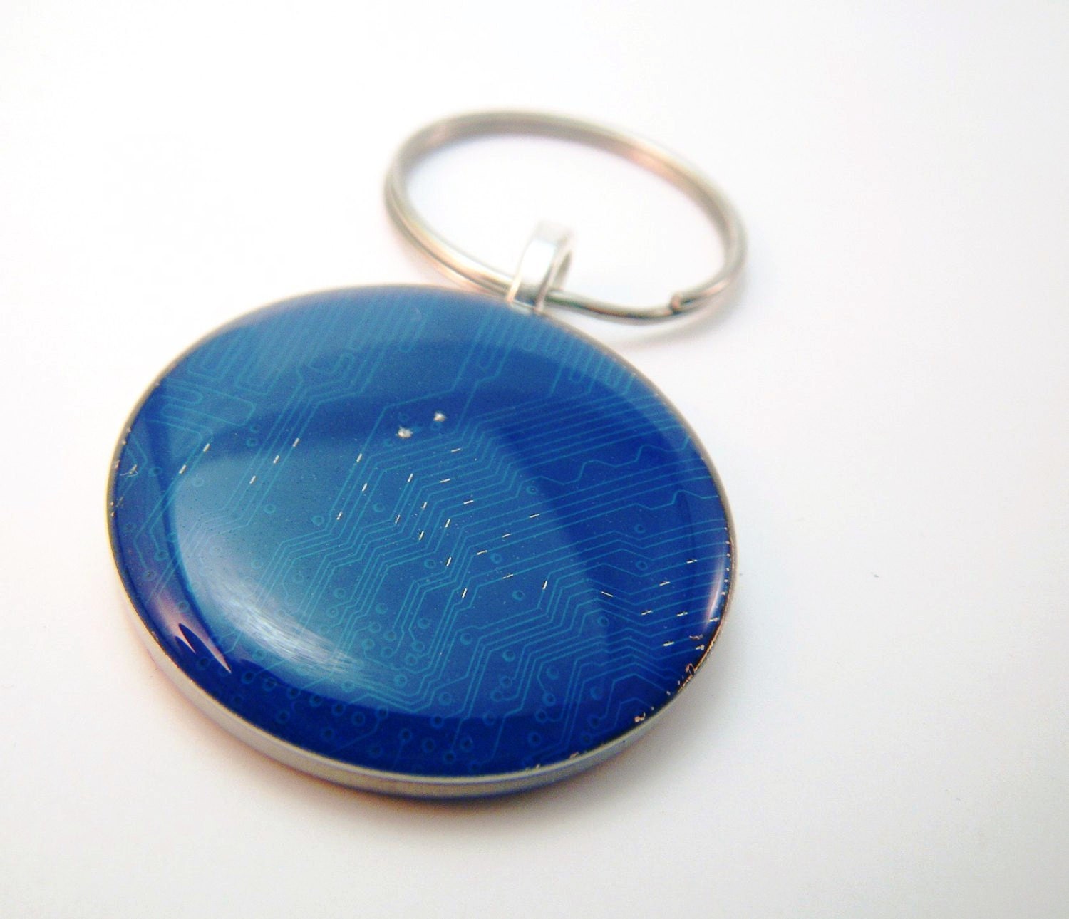 Circuit Board Computer Nerdy Keychain Blue Fathers Day Gift Under 25