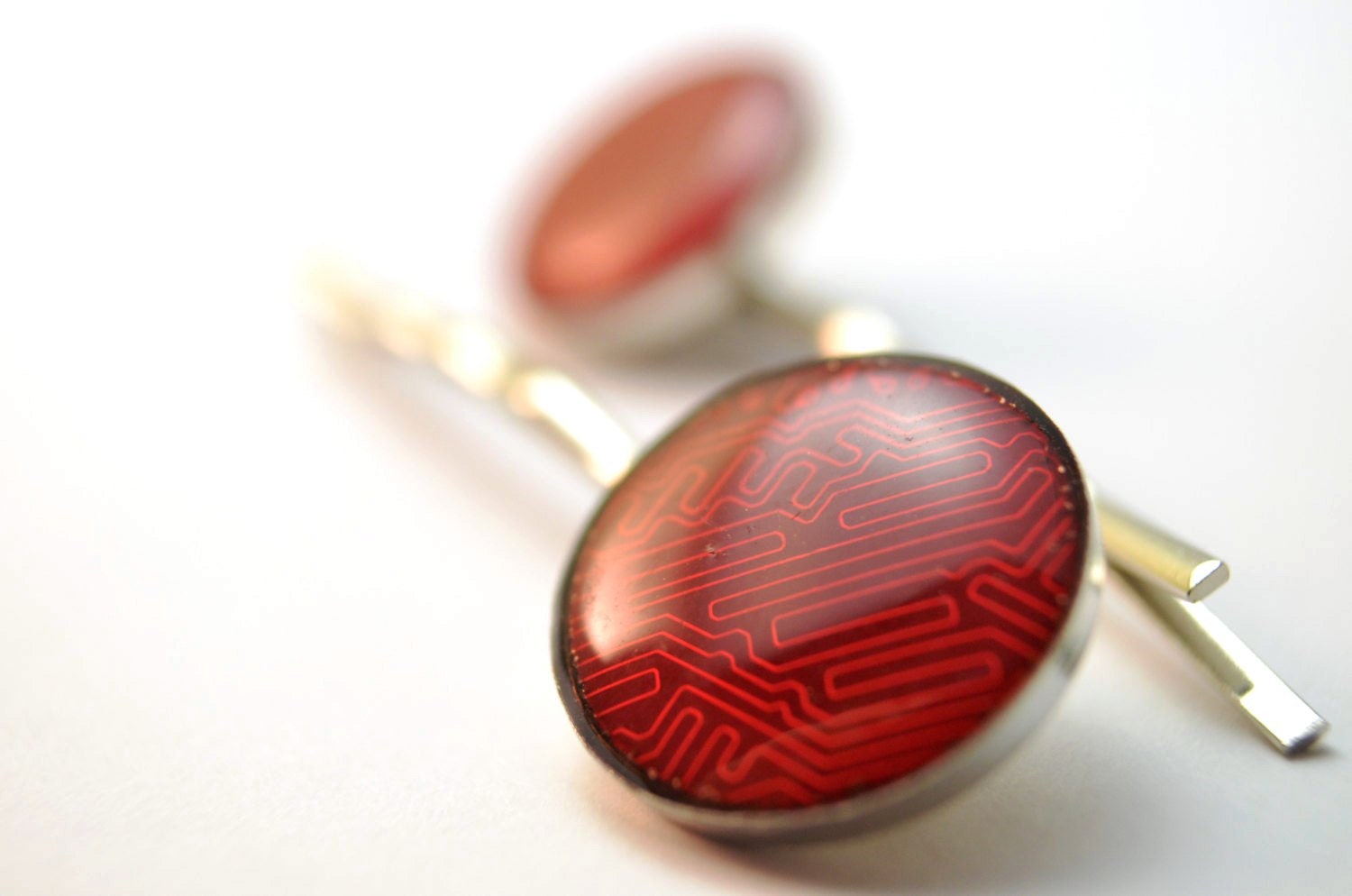 Circuit Bobby Pin Set Red Bobbi Pin Computer Jewelry
