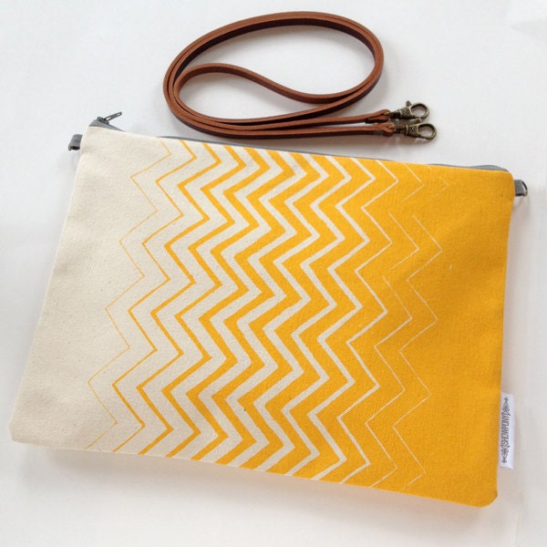 Chevrons in yellow - clutch and cross body bag