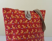 Tiny Doe Deer Red Canvas Tote Bag