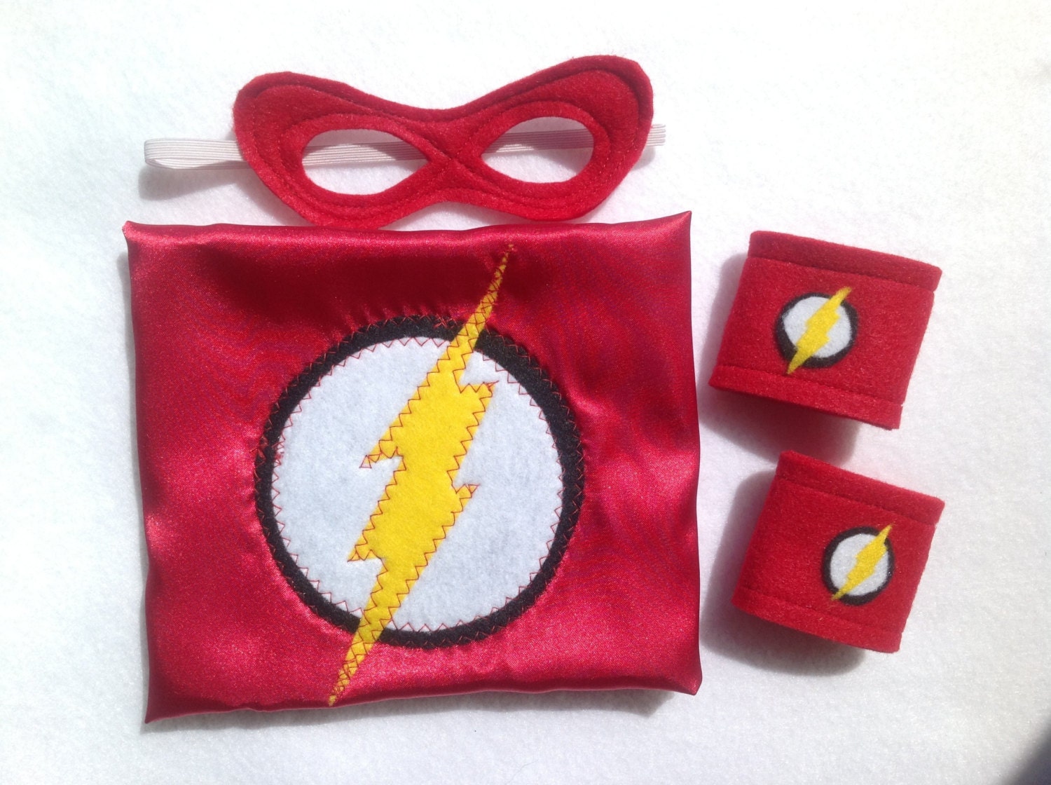 Flash Inspired Newborn Super Hero Costume Photo Prop with Mask and Cuffs
