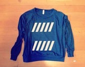 White Backslash Indigo Raglan Pullover