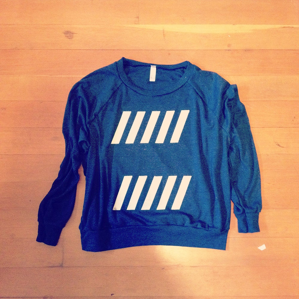 White Backslash Indigo Raglan Pullover